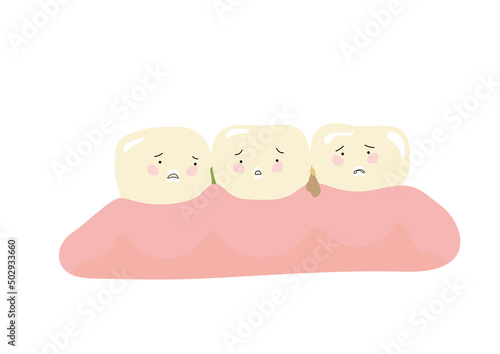 歯と歯の間に食べ物が詰まって困っている歯