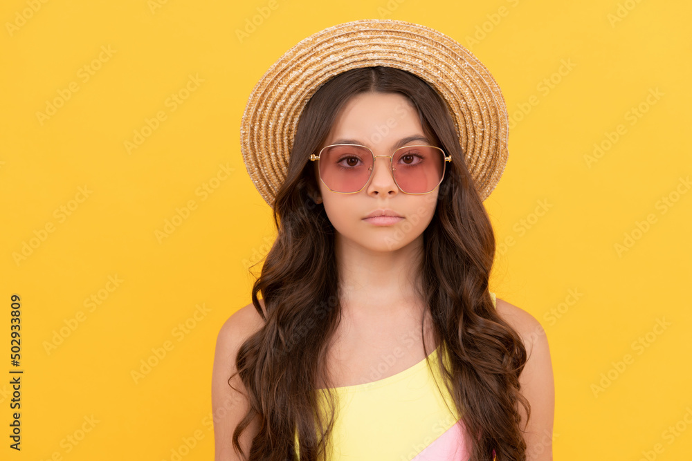 portrait of serious child in glasses. fashion accessory. fashion and beauty. summer party look portrait of serious child in glasses. fashion accessory. fashion and beauty. summer party look