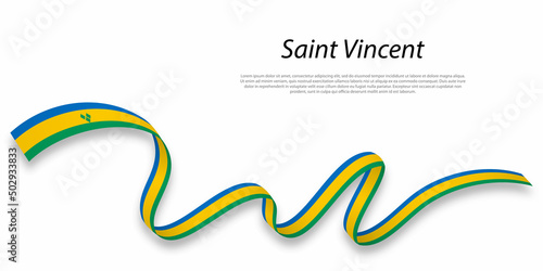 Waving ribbon or banner with flag of Saint Vincent.