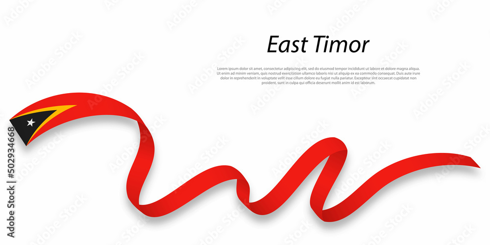 Waving ribbon or banner with flag of East Timor.