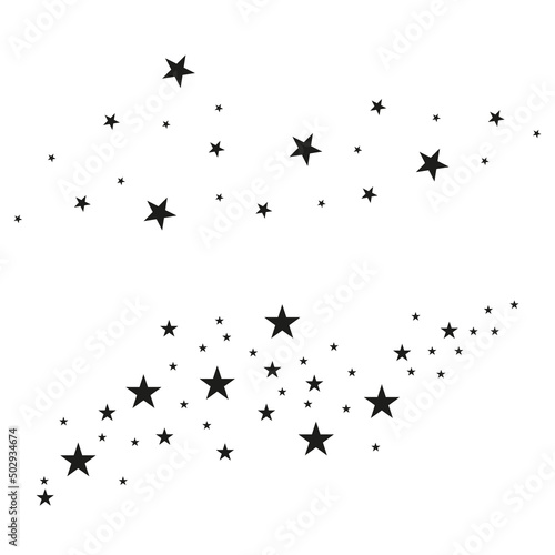 Abstract falling stars on a white background. Asteroid  comet line  meteoroid  black stars. Vector illustration