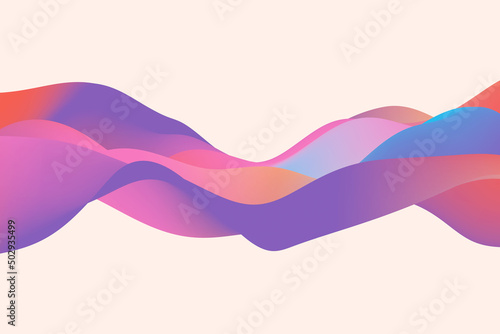 Violet and blue fluid wavy surface. Abstract liquid gradient wave background 3d illustration