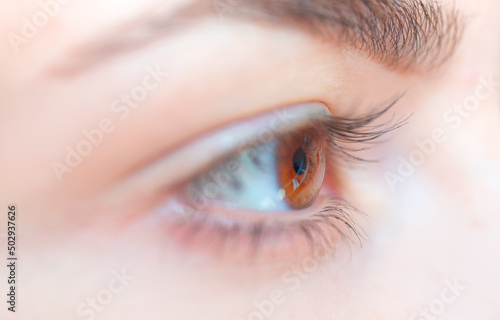 Close up image of beautiful girl hazel eye 