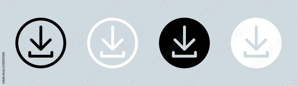 Black and white vector download web sign. Download icon set. Black and white vector download web sign. Download icon set.
