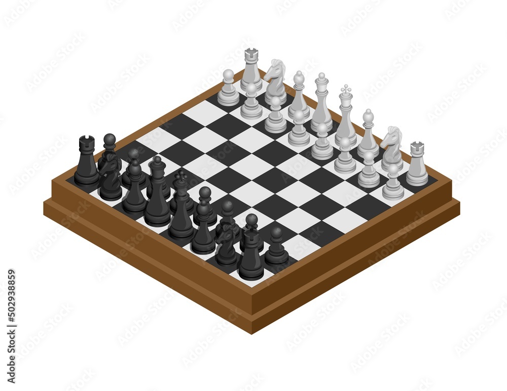 Chess board table game in isometric illustration vector Chess board table game in isometric illustration vector