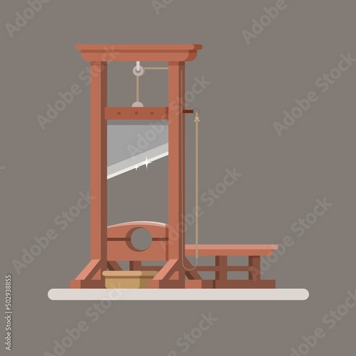 Guillotine punishment device for executions by beheading. cartoon illustration vector