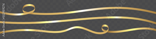 Gold ribbons set. Gold ribbon on a dark brown background. Vector illustration.	
