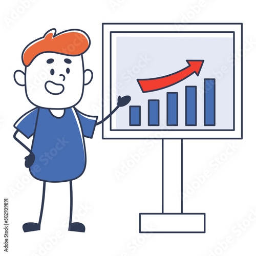 happy smiling businessman and diagrams. Successful business model, high profit concept