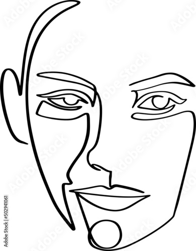 Wild Flowers' surreal faces Continuous line, drawing of set faces and hairstyles, fashion concept, woman's beauty, minimalist, pretty sexy. Yourself self-care