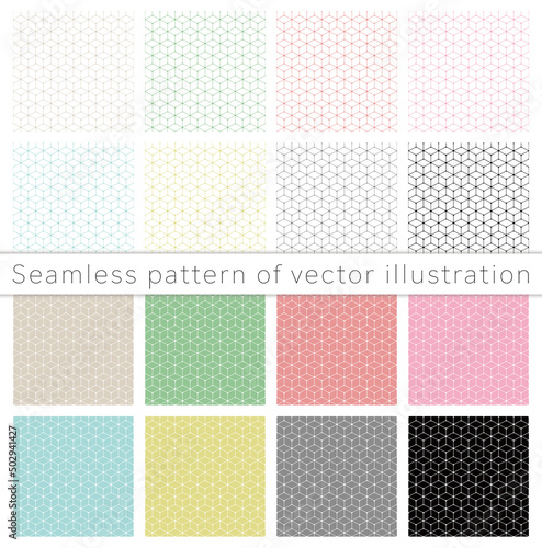 A set of colorful cube seamless patterns. The best vector illustration for wallpaper.