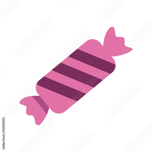 Candy with pink wrapper semi flat color vector object. Full sized item on white. Confectionery store. Halloween treats. Simple cartoon style illustration for web graphic design and animation