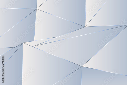 Simple minimalist geometric vector background design. White polygonal triangular with poly reduction wallpaper and silver gradient contours