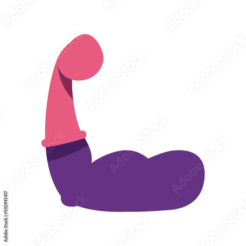 Arm showing strength with biceps semi flat color vector object. Workout. Full sized item on white. Training technique. Simple cartoon style illustration for web graphic design and animation