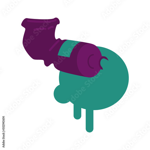 Industrial pipe with leaking green paint semi flat color vector object. Negative impact on ecology. Full sized item on white. Simple cartoon style illustration for web graphic design and animation