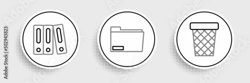 Free Download Set line Trash can, Office folders with papers and documents and Document icon. Vector - GFXLoad