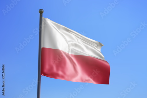 3d rendering illustration of Poland flag on a pole