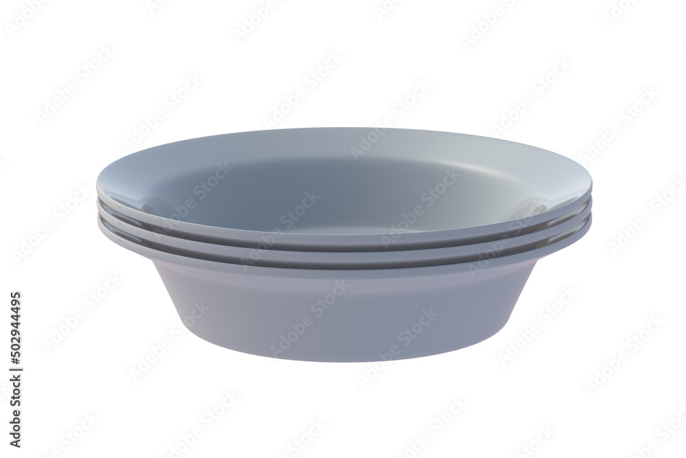 Stack of gray bowls isolated on white background. 3d render Stack of gray bowls isolated on white background. 3d render