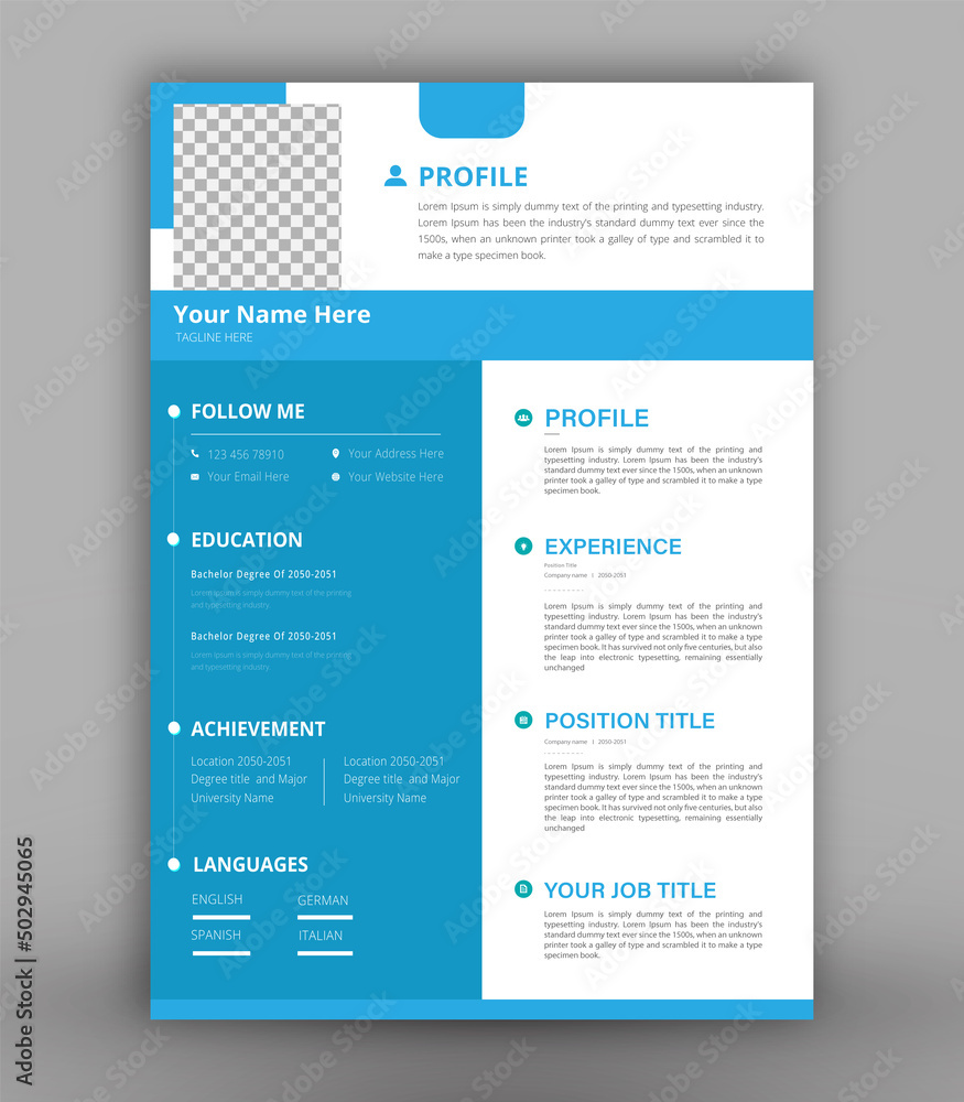Obraz premium modern print ready cv resume design template