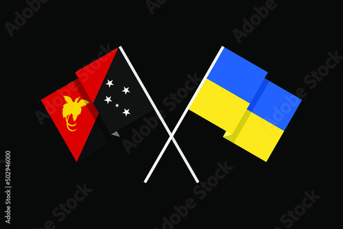 Flags of the countries of Ukraine and the Independent State
Papua New Guinea (Melanesia) in national colors. Help and support from friendly countries. Flat minimal graphic design.