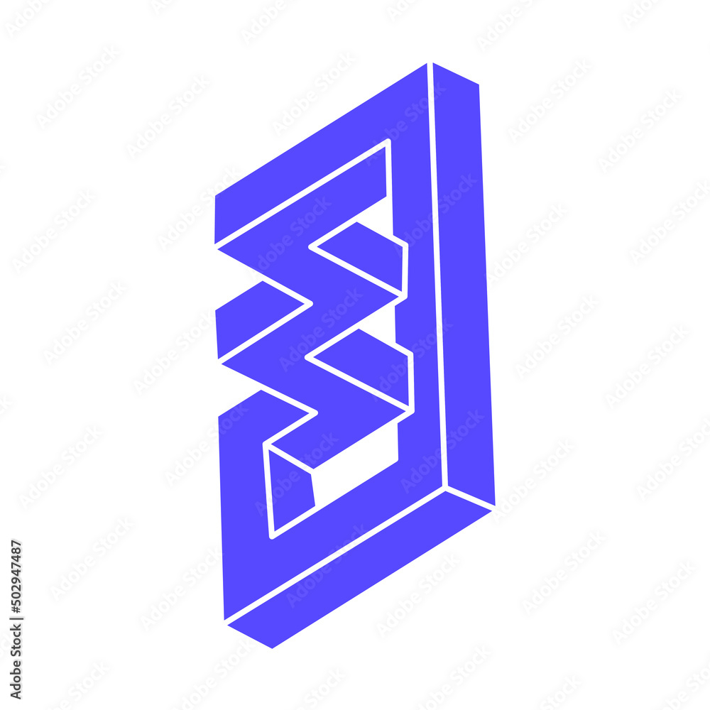 Impossible shapes, optical illusion logo, vector. Optical art objects. Geometric figure. Impossible shapes, optical illusion logo, vector. Optical art objects. Geometric figure.