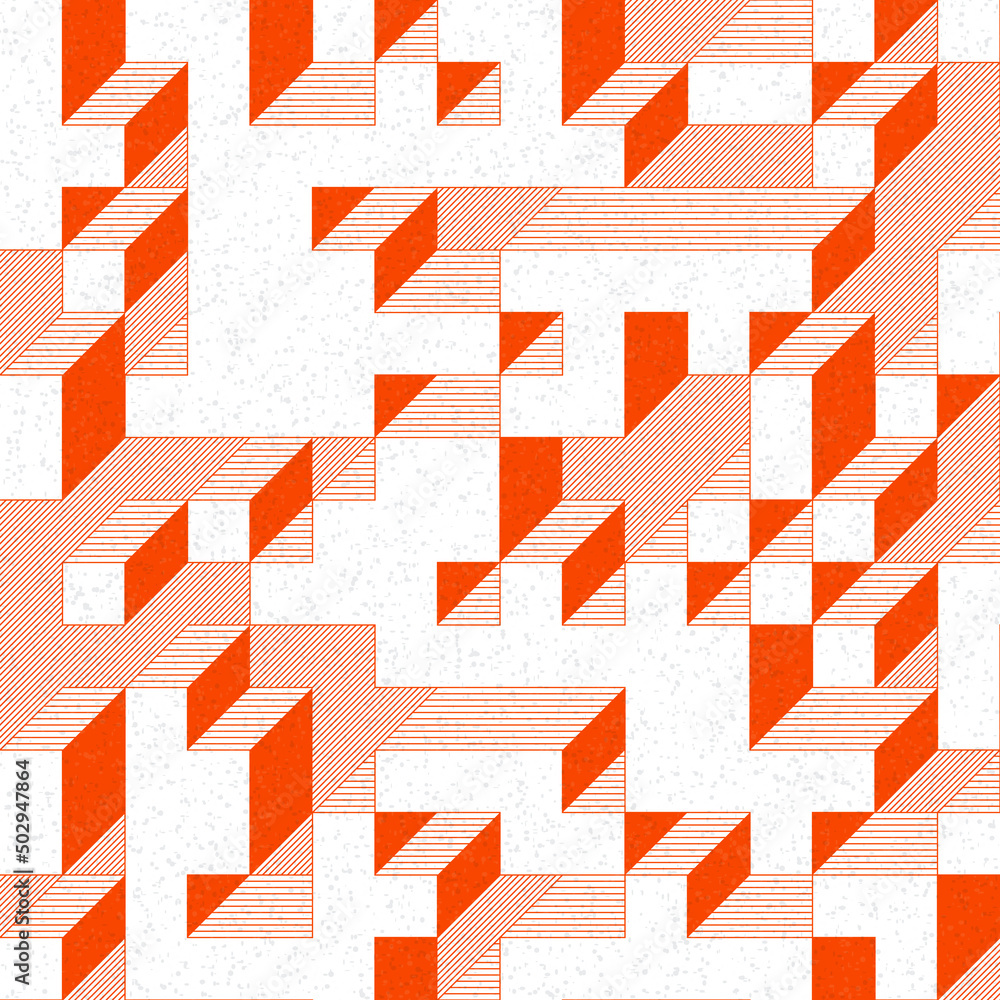 Fototapeta premium Implementation of Edward Zajec’s “Il Cubo” from 1971. Essentially a Truchet tile set of 8 tiles and rules for placement art illustration