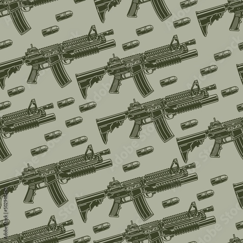 Military weapons pattern seamless monochrome