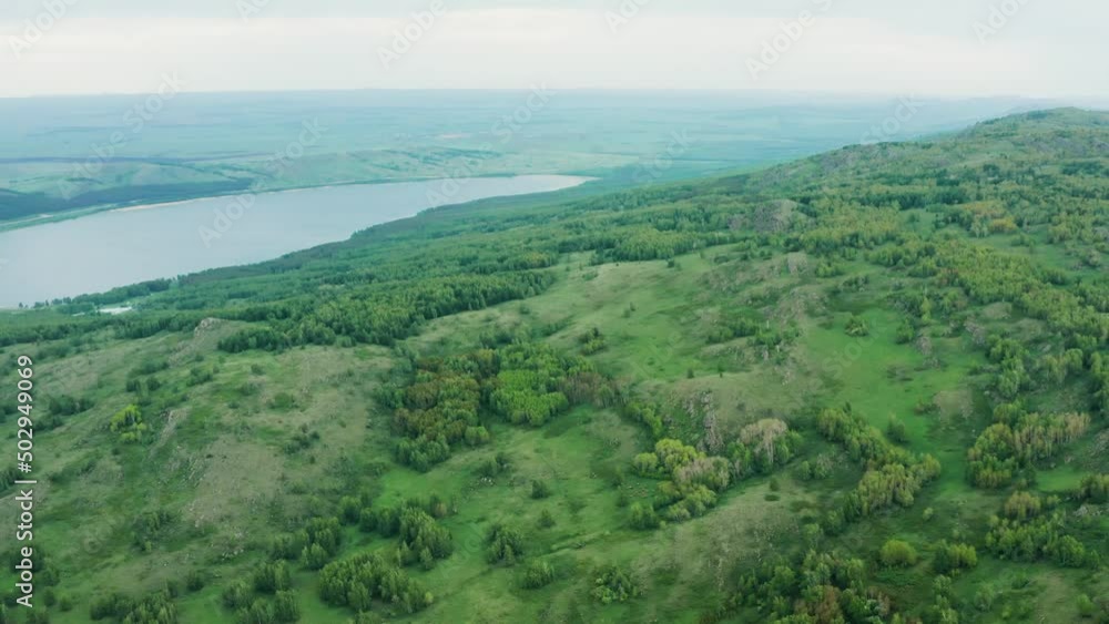 Ural Mountains, Irendyk ridge and Talkas lake. Aerial view. Ural Mountains, Irendyk ridge and Talkas lake. Aerial view.