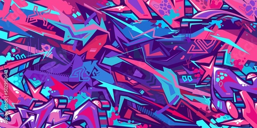 Flat Abstract Urban Street Art Graffiti Style Vector Illustration Background Template