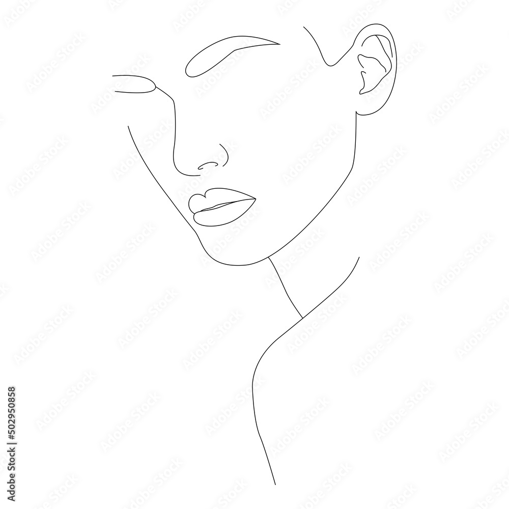 Portrait of a woman in one line. Creative Composition in a Modern Minimalist Style. The face is one line. A woman's face. Portrait of minimalism.