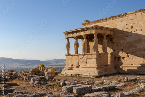 The Erechtheion or Temple of Athena Polias on the north side of the Acropolis, Athens, Greece