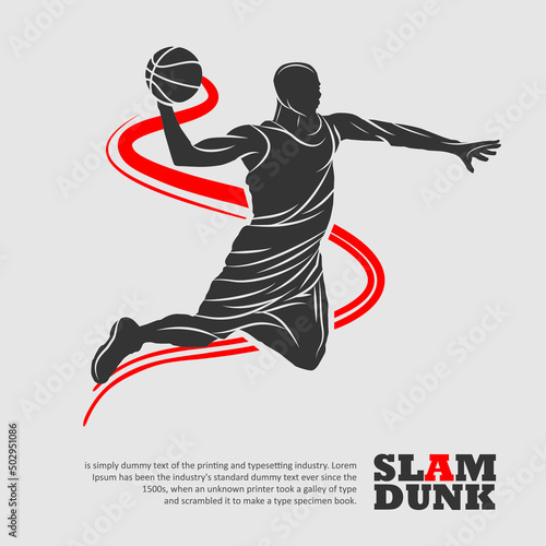 slamdunk style basketball player silhouette vector illustration. Good for  sport graphic resources.