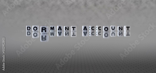 Billede på lærred dormant account word or concept represented by black and white letter cubes on a