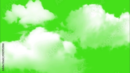 white clouds green screen animation