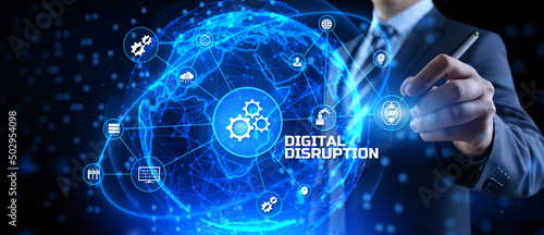 Obraz na plátně Digital disruption industry transformation technology revolution concept