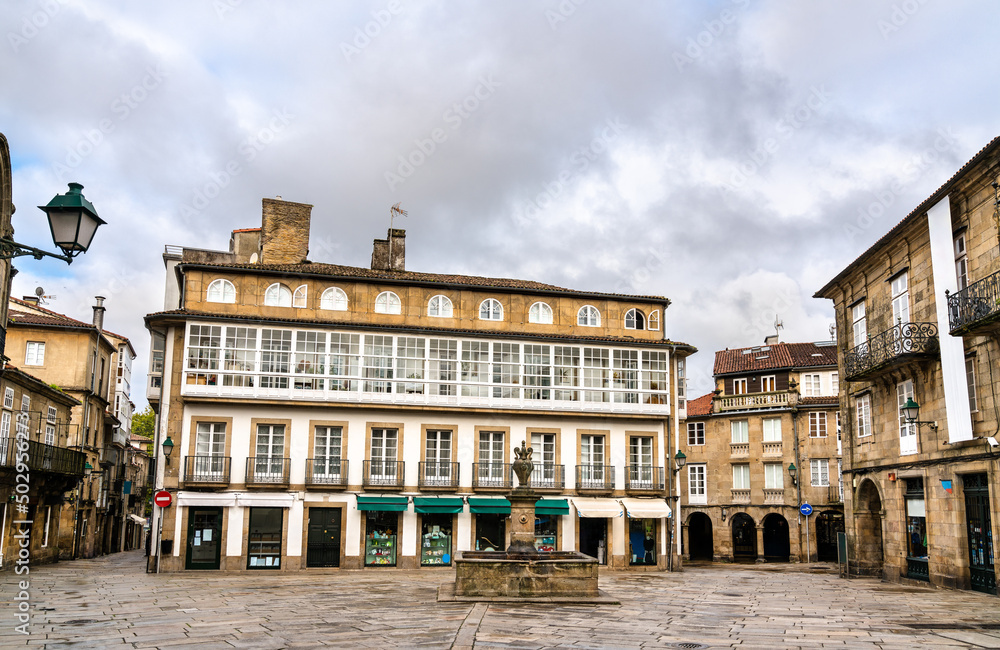 Traditional architecture of Santiago de Compostela. UNESCO world heritage in Galicia, Spain