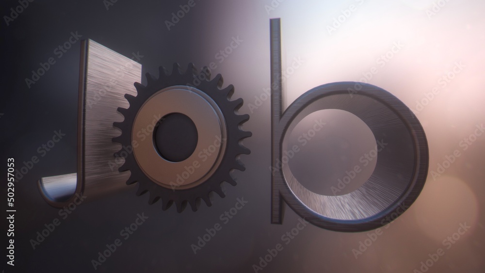 Testo 3D JOB con ingranaggio in metallo Testo 3D JOB con ingranaggio in metallo