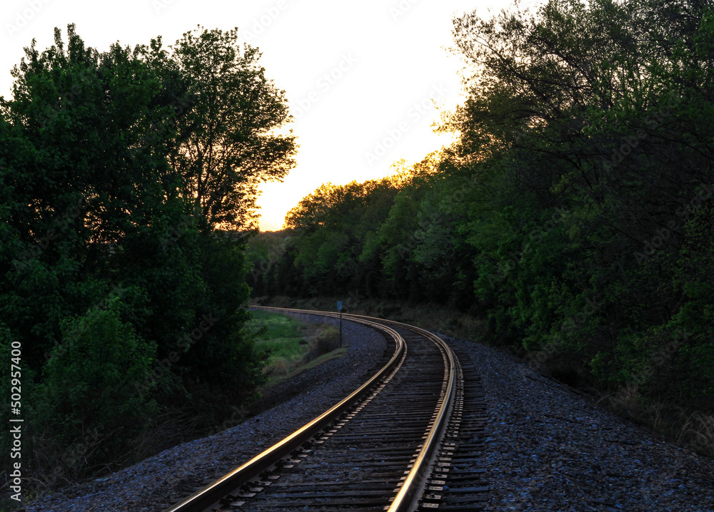 Obraz premium railway at sunset