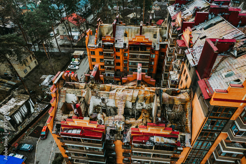 burnt houses in Irpen