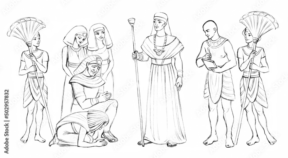 Joseph as ruler of Egypt. Pencil drawing
