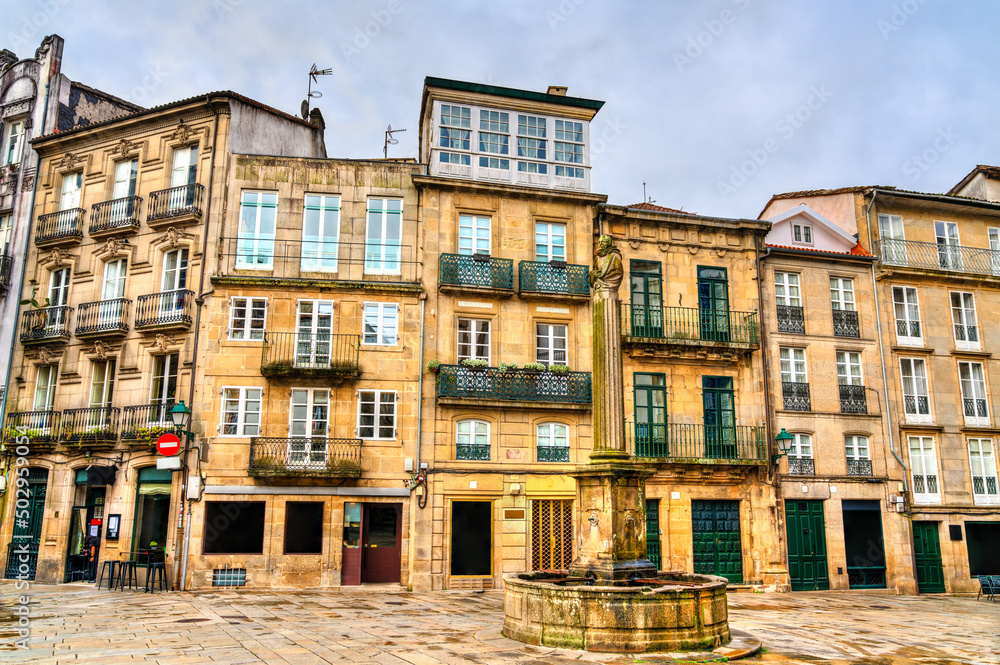Traditional architecture of Santiago de Compostela. UNESCO world heritage in Galicia, Spain
