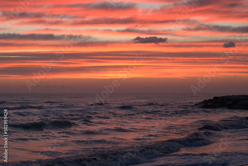 sunset in the sea, sunrise, water, ocean, clouds, nature, sky, sea,horizon, beautiful,evening, sunlight, color 