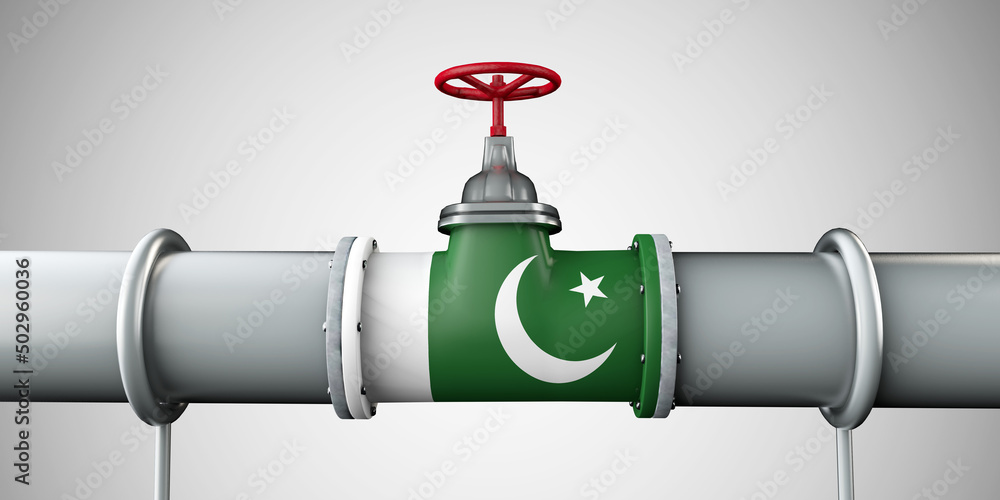 Pakistan oil and gas fuel pipeline. Oil industry concept. 3D Rendering