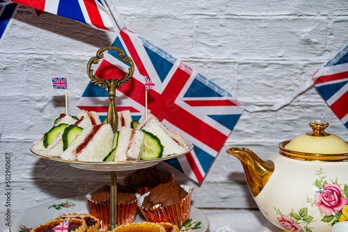 Queen Elizabeth  II Platinum Jubilee  tea  part y celebrations   vintage style  photo