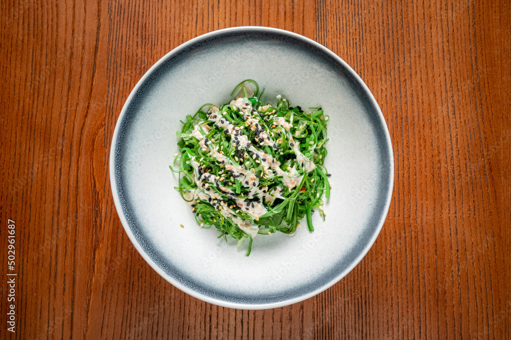 chuka salad on the wooden background chuka salad on the wooden background