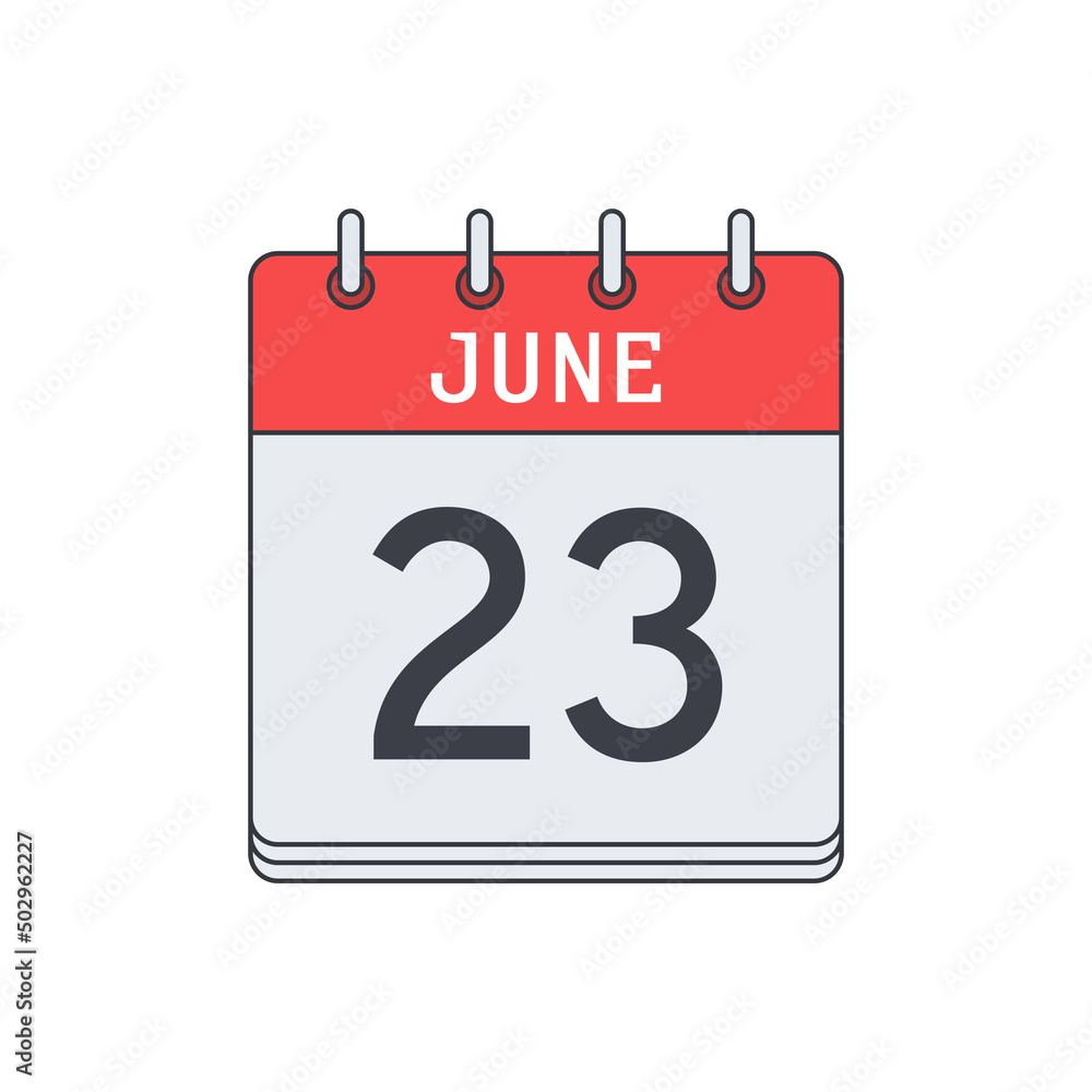 June 23. Calendar icon. Vector illustration, flat design.. June 23. Calendar icon. Vector illustration, flat design..