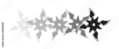 Moving japanese shuriken illustration. Isolated vector template