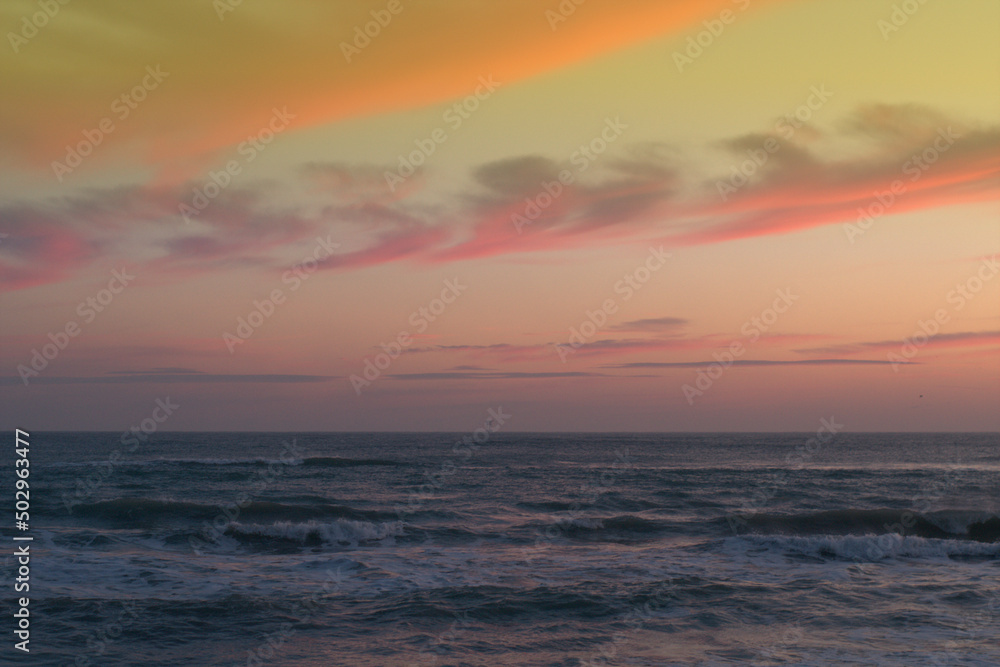 sunset over the sea,water, ocean, sunrise, nature, clouds,horizon, beautiful, orange, morning, light, waves,  