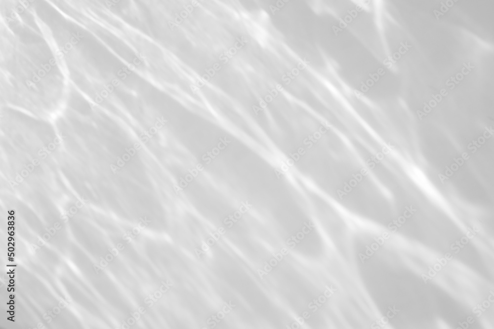 Fototapeta premium Water texture overlay effect for photo and mockups. Organic drop diagonal shadow and light caustic effect on a white wall. Shadows for natural light effects
