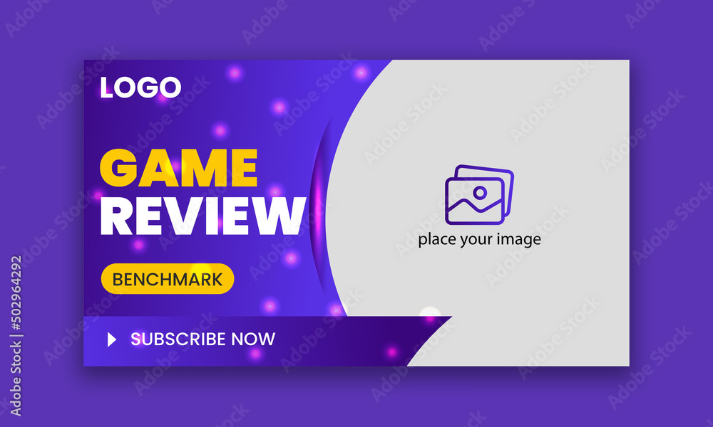 Obraz premium Video game review video thumbnail and web banner template. Editable video cover design for web banner Template