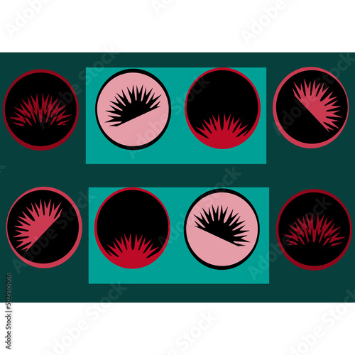 Abstract fire, icons. Patterned circles, background, abstract, geometry, vector